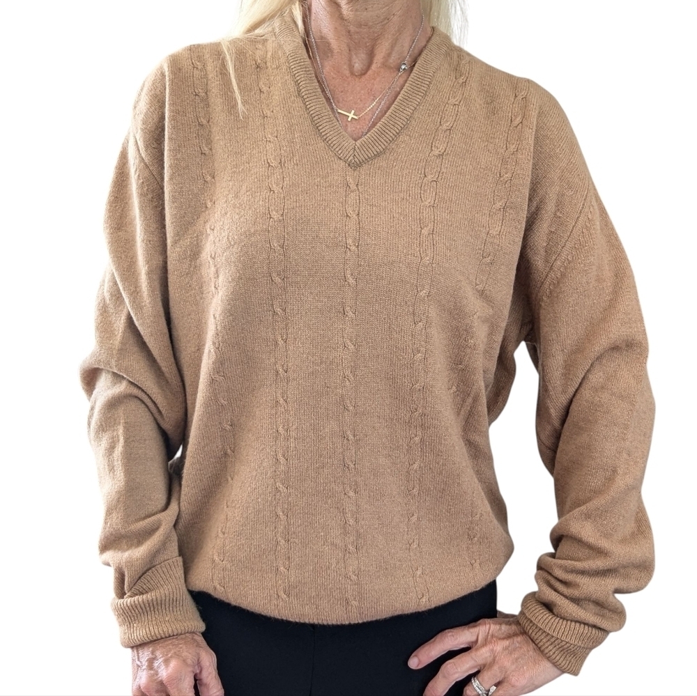 Vintage Lord Jeff 100% Pure Camel Hair Sweater XL USA Made